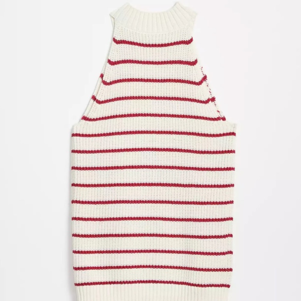 Loft shimmer stripe stitchy halter sweater size L